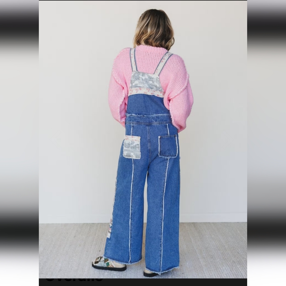 BRAND NEW Three Bird Nest (POL) Blue Denim Jumpsuit with Camouflage Details - Picture 2 of 5